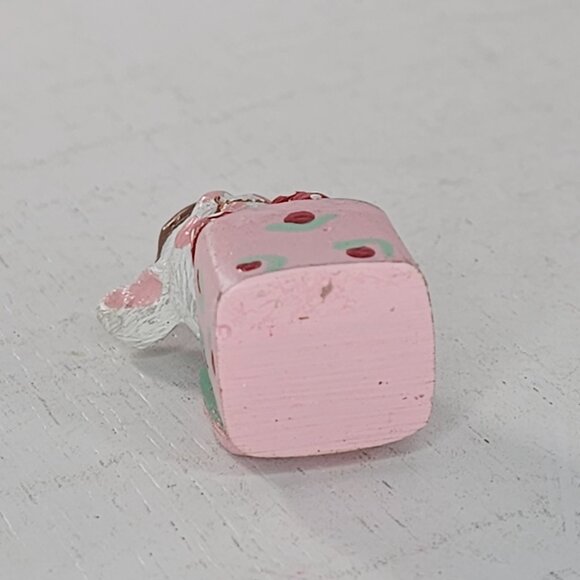 Miniature Bunny Rabbit Jack In The Box Dollhouse Figurine Pink Rose Hand Painted - Picture 7 of 7
